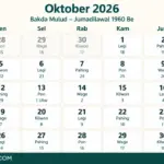 Kalender Jawa Oktober 2026 Lengkap dengan Weton dan Neptu
