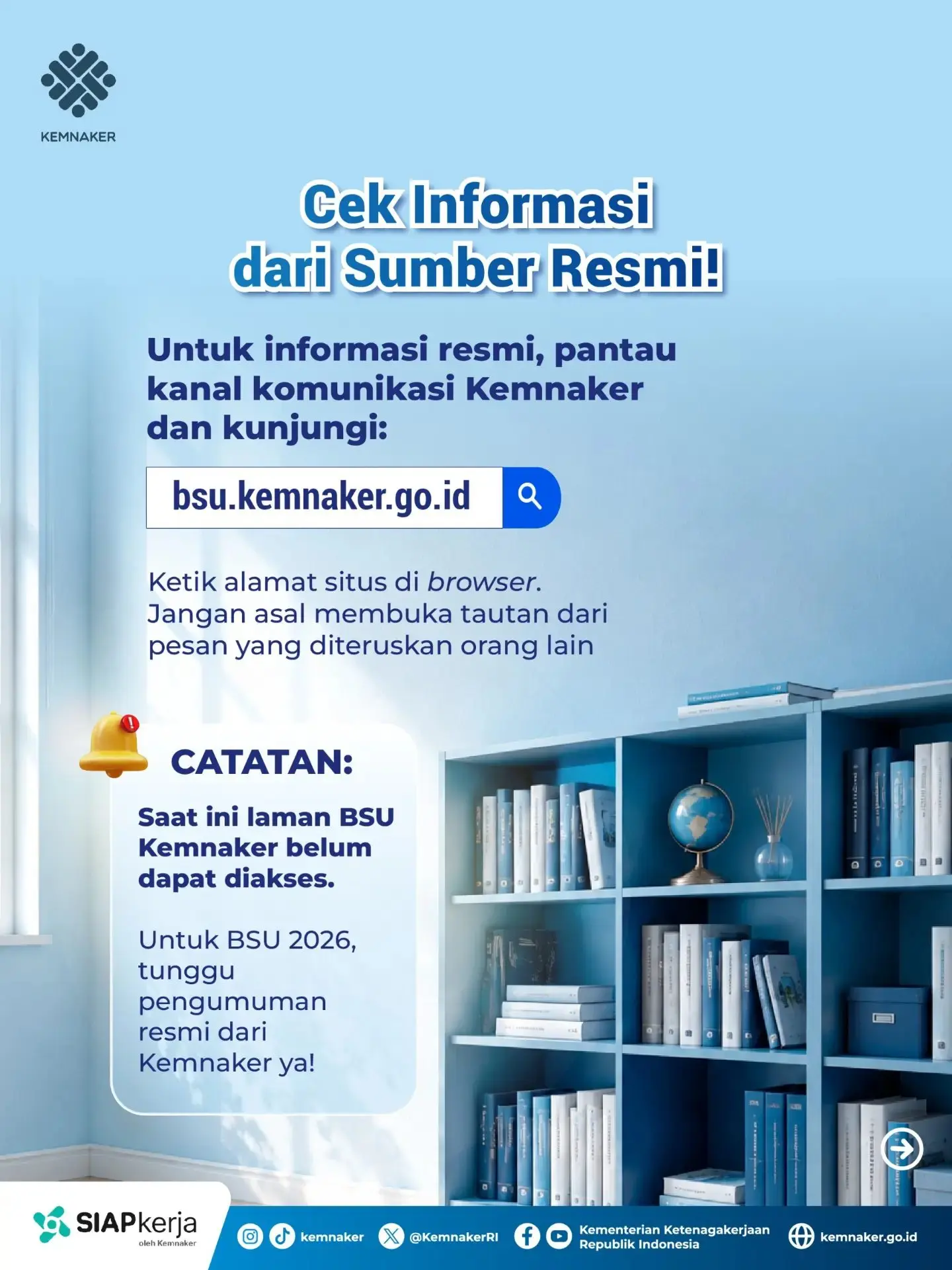 Pengumuman resmi bsu.kemnaker.go.id belum dapat diakses